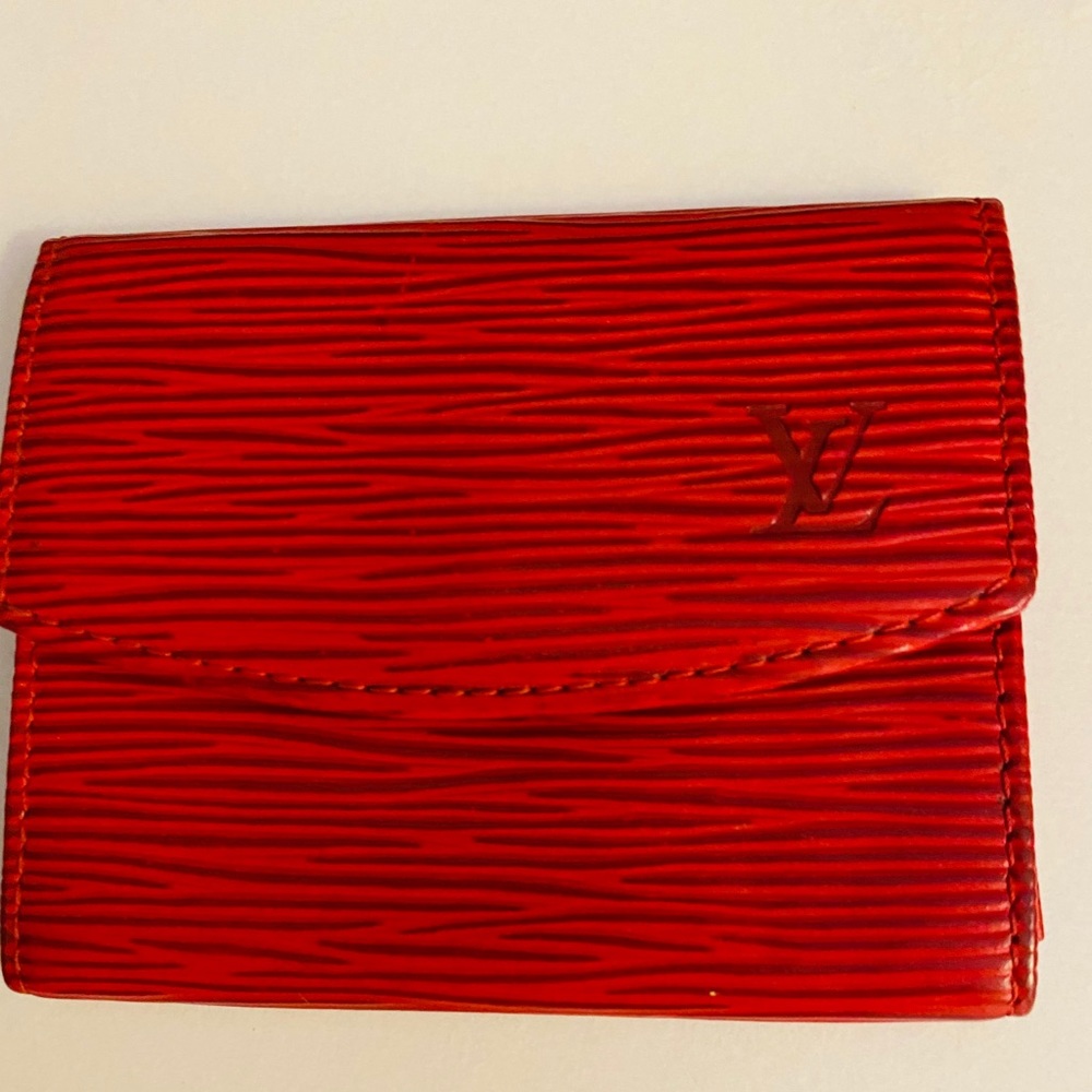 LOUIS VUITTON EPI RED LEATHER COIN POUCH 2 POCKETS